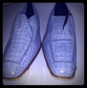 Loafers by Georgio Brutini,Sky Blue,Gator pattern.